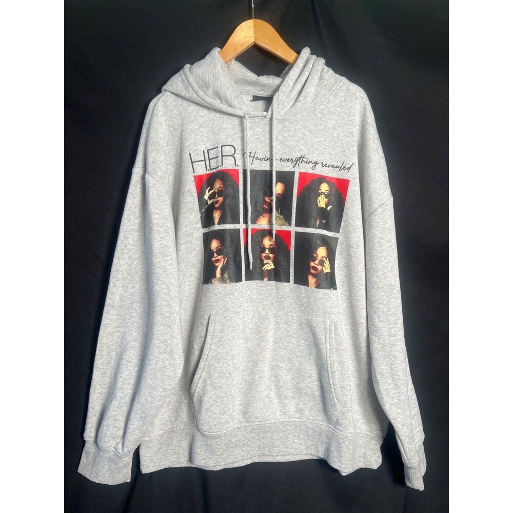 HER Women’s Hoodie Adult Gray Hooded Sweatshirt R&B RnB H.E.R. - Size 3XL